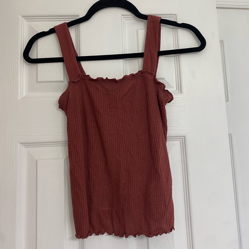 American Eagle Square Neck Tank with Lettuce Edges